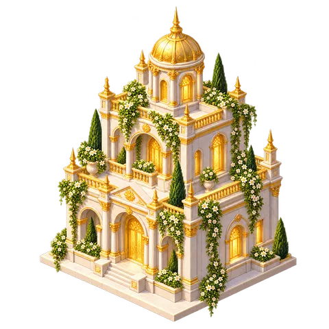 Heavenly City: Marble house with balconies