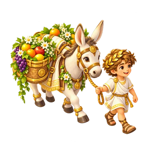 Heavenly City: Donkey with fruit