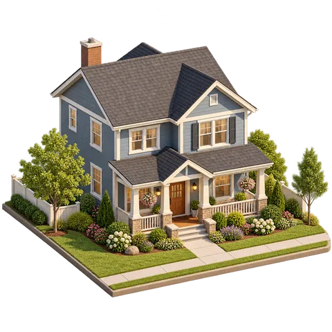 Modern Town: Family house with porch