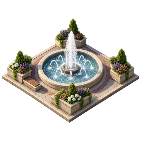 Modern Town: Plaza fountain