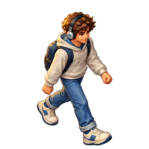 Modern Town: Teen with a backpack