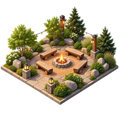 Modern Town: Fire pit gathering place