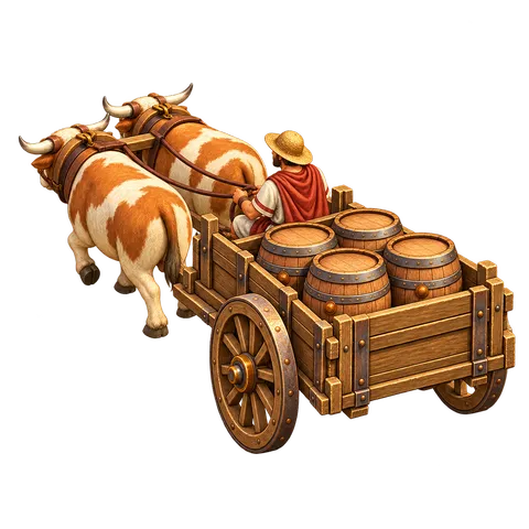 Ancient Rome: Ox cart (back view)