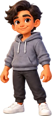 Teen boy in a gray hoodie