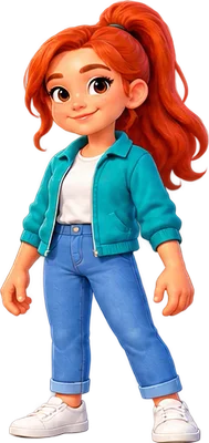 Teen girl with a red ponytail