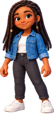 Teen girl with long braids