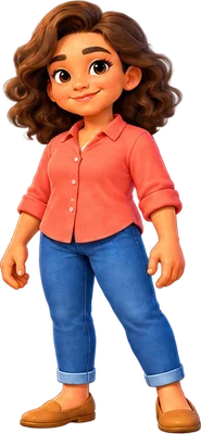 Mom in a coral blouse