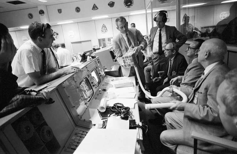 Mission Control in Houston during Apollo 13, when the team worked to bring the crew home safely.