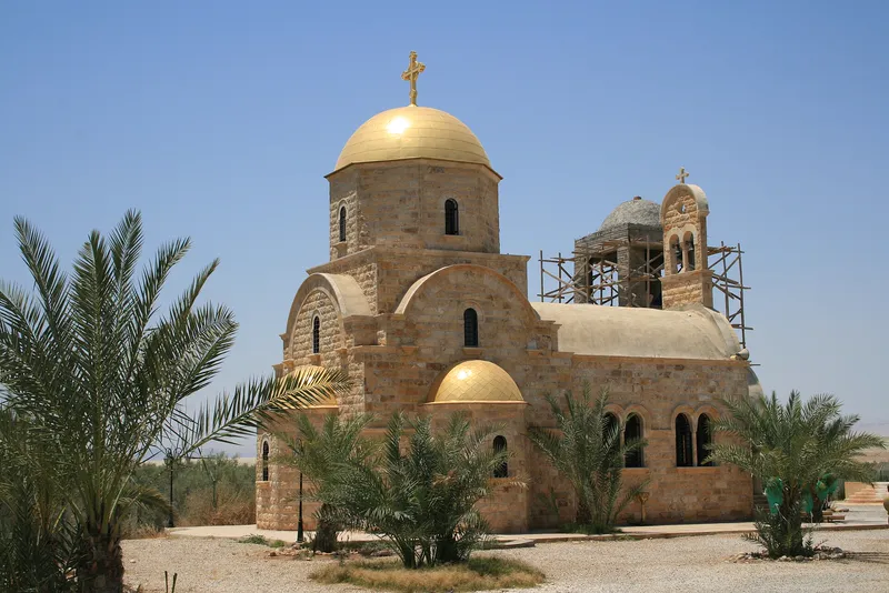A Greek Orthodox church of John the Baptist at the baptism site by the Jordan River.