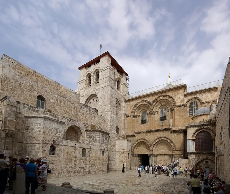 The entrance to the Church of the Holy Sepulchre in Jerusalem.
