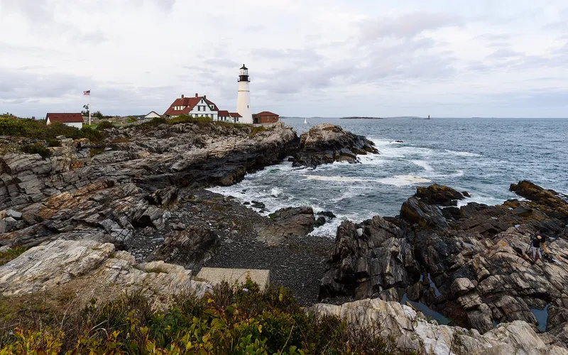 Portland Head Light on the rocky coast of Maine.