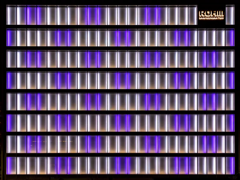 An office building in Kyoto, Japan, with a patterned facade.