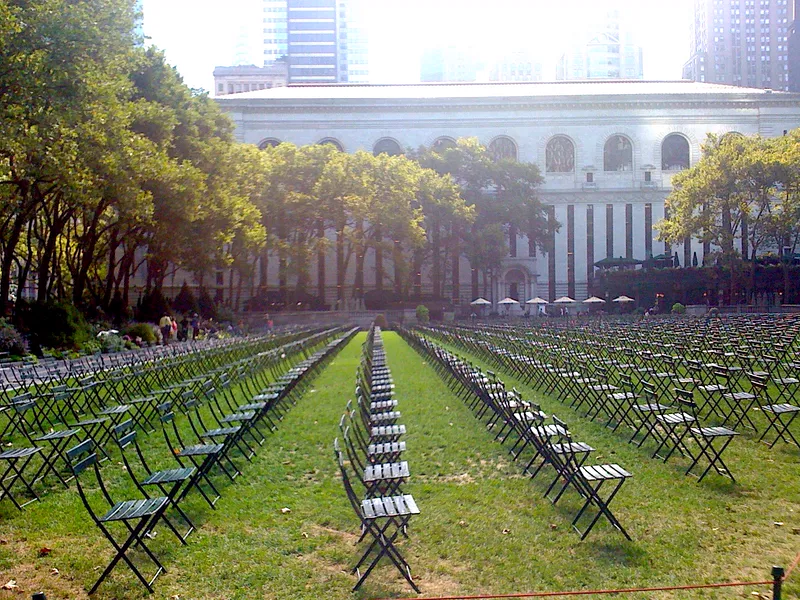 Movable chairs in Bryant Park, New York, let people choose where to sit.