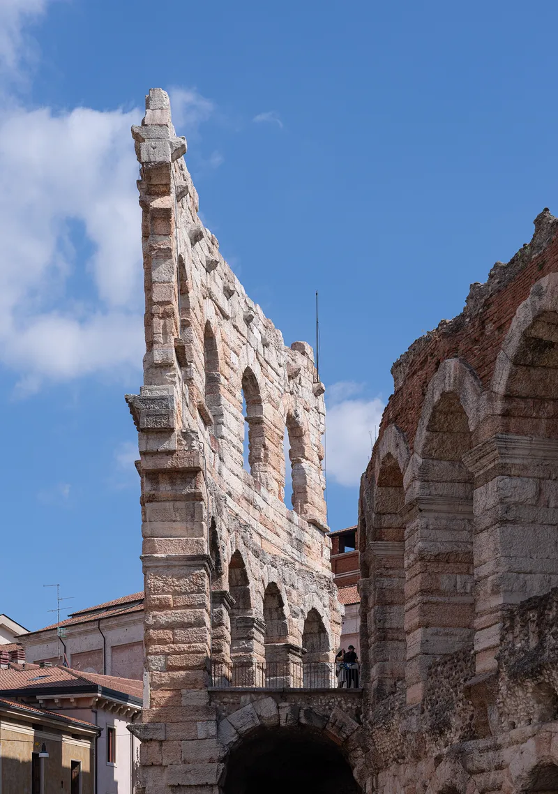 A surviving section of the outer wall of the Arena di Verona, Italy.