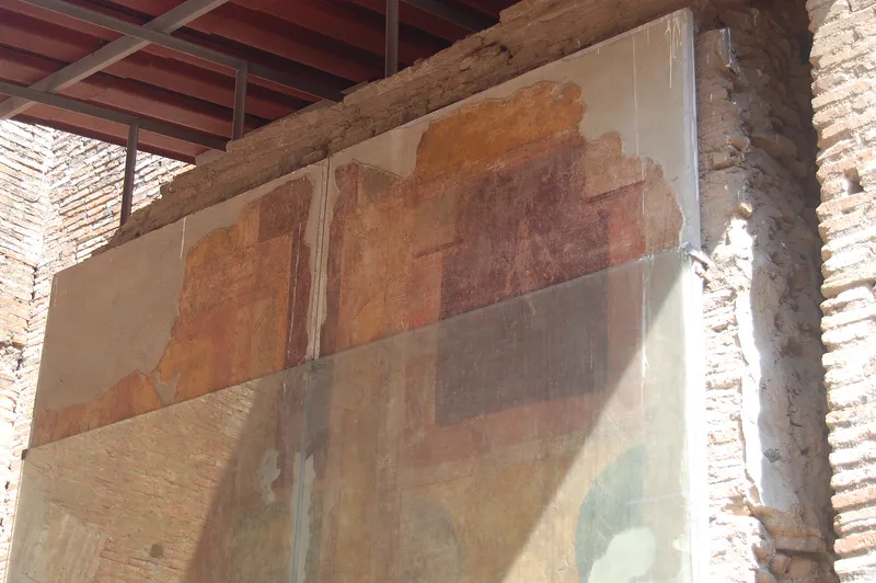 Painted walls inside the House of Diana, an apartment block in Ostia.