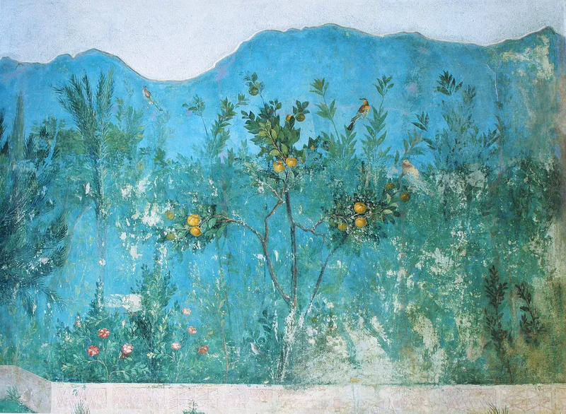 Part of the painted garden from the villa of Livia at Prima Porta.