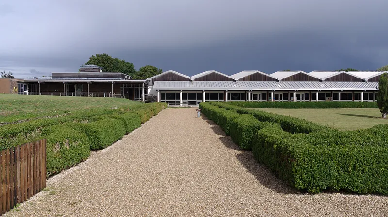 The replanted formal garden at Fishbourne Roman Palace, England.