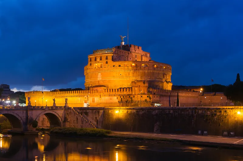 Castel Sant'Angelo in Rome began as the round mausoleum of the emperor Hadrian.