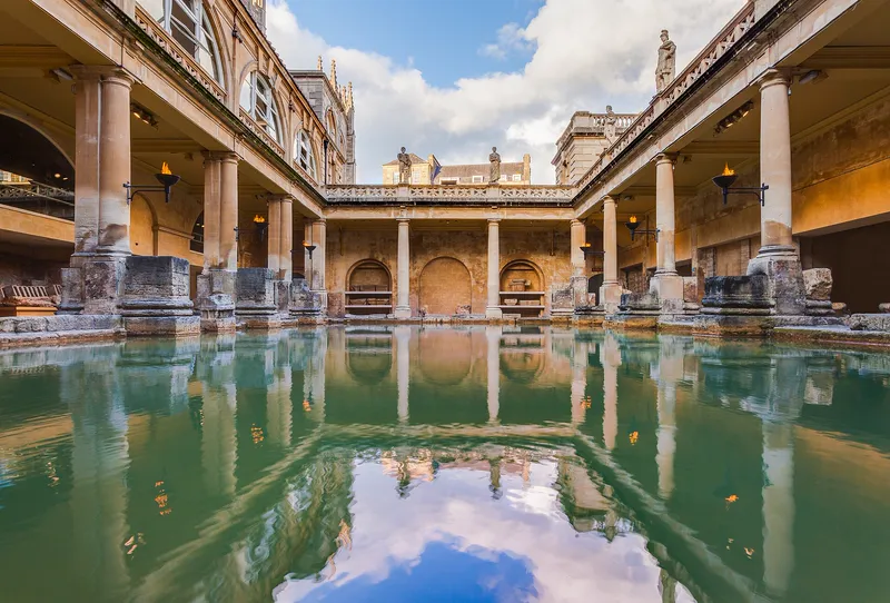 The Great Bath at Bath, England, fed by a natural hot spring. The Romans called the town Aquae Sulis.