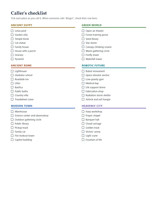 The caller's checklist: every place to call, sorted by world.