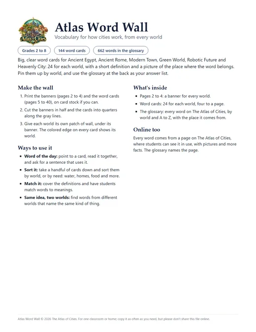 The teacher's guide: how to make the wall and ways to use it.