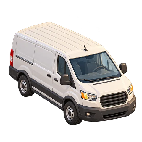 Delivery van in the Modern Town city