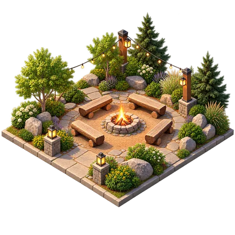 Illustration of the outdoor gathering circle (Modern Town)